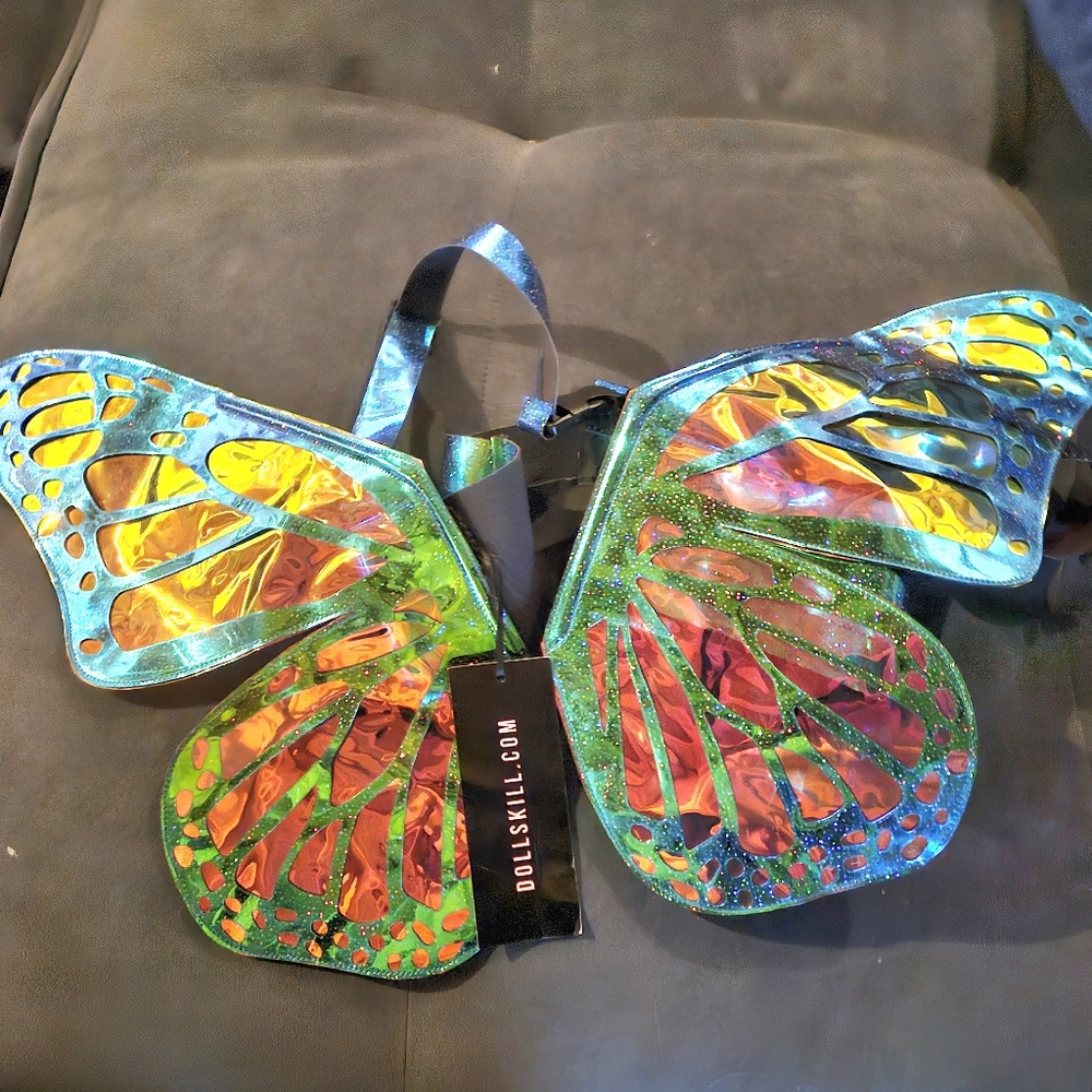 Dolls Kill Trickz N' Treats Return To Wonderland Fairy Costume Wings Iridescent